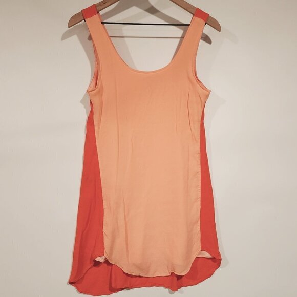 Lovers & Friends Orange Slip Dress Sleeveless Colorblock Orange Peach Mini Dress - Picture 1 of 9